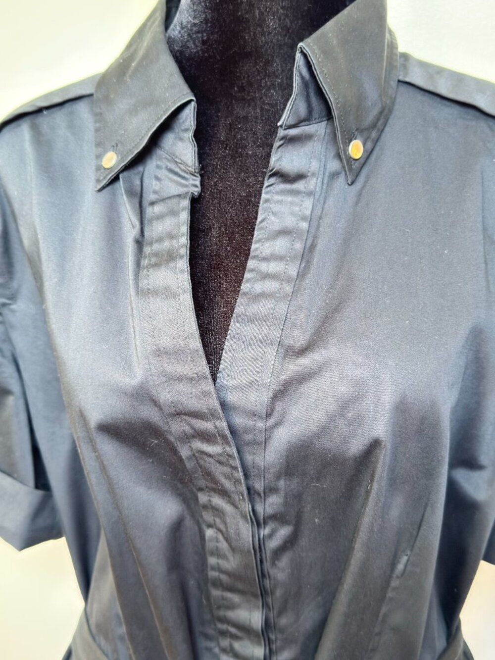 NY&C Black Belted Utility Shirt Dress Sz 14 Quiet Luxury, Office, Business - Picture 3 of 14